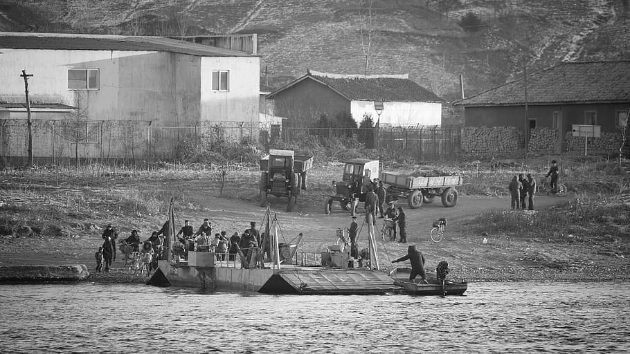 Poor People, Yalu River, River, North, North Korea, transportation, built structure, nautical vessel, architecture, day, water