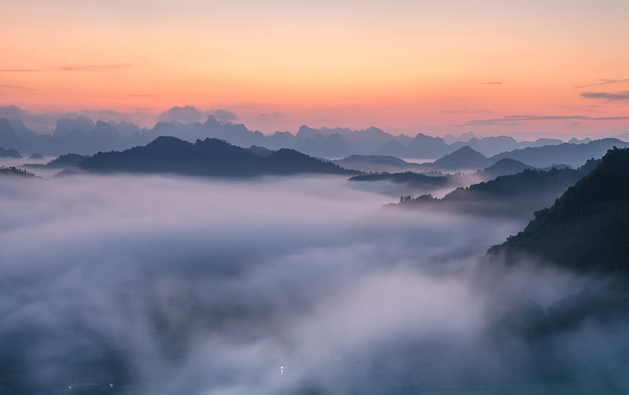 nuvens, montanhas, paisagens, cenas do Vietnã, distrito de trung khanh, província de cao bang, paisagens - natureza, beleza na natureza, céu, cena tranquila