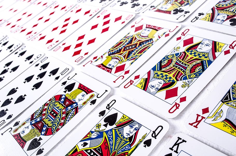 naipes, blanco, superficie, cartas, juego, baraja, póker, casino, cuatro, jugador