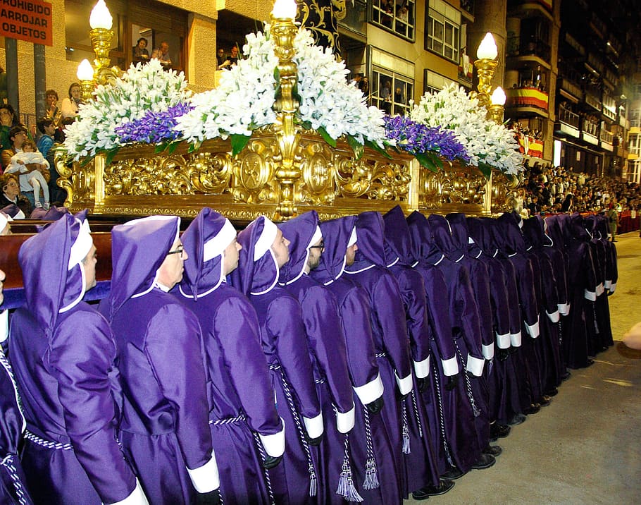 lorca, holy week, procession, parade, in a row, arrangement, large group of objects, order, architecture, built structure