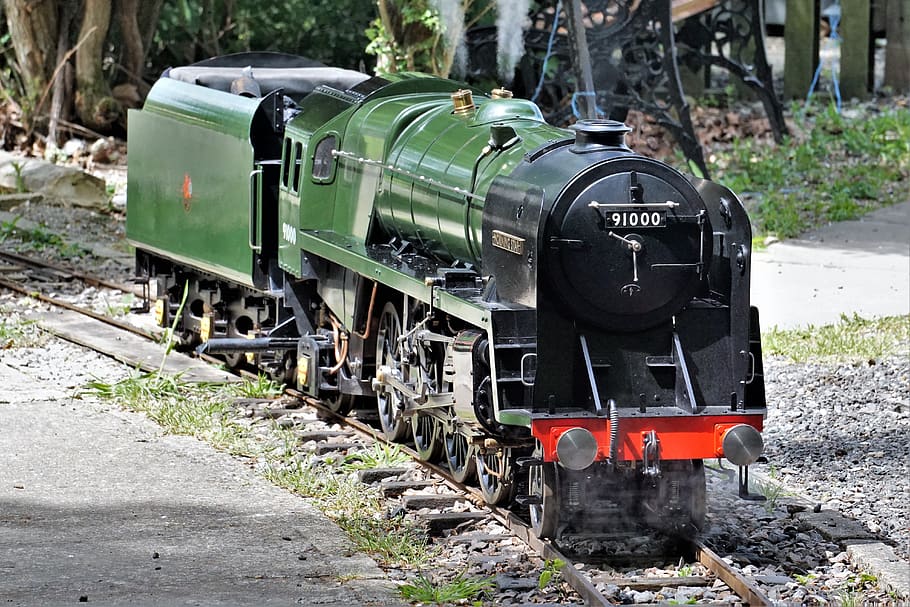steam, engine, miniature, railway, locomotive, nostalgia, train, morning star, green, nostalgic