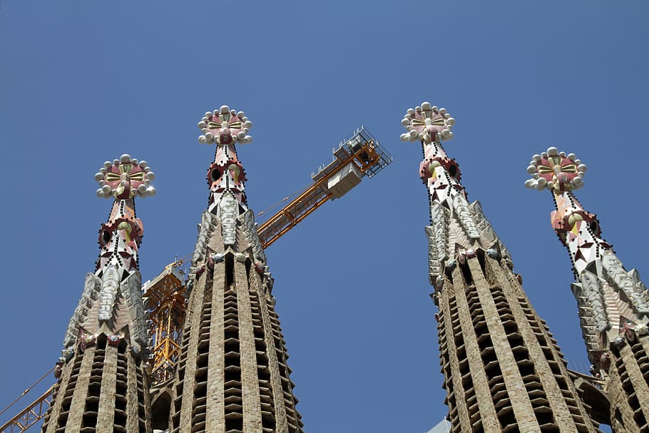 torres, sagrada, familia, basílica, gaudí, barcelona, ​​españa, arquitectura, iglesia, catedral