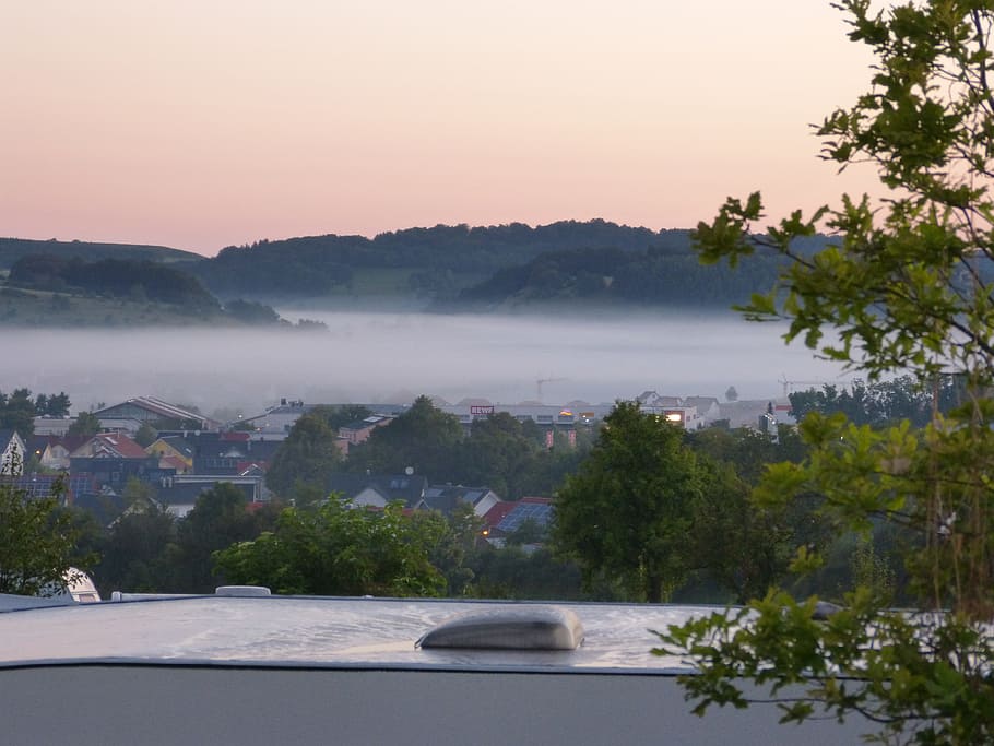 Münsingen, niebla, morgenstimmung, banco de niebla, estado de ánimo, amanecer, paisaje, naturaleza, cielos, elementos de niebla