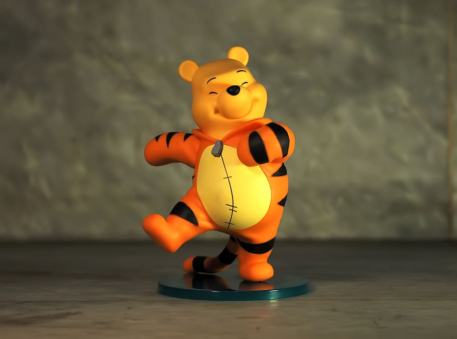 winnie the pooh, bear, fictional, colorful, pooh, tiger, outfit, pretend, toy, figurine
