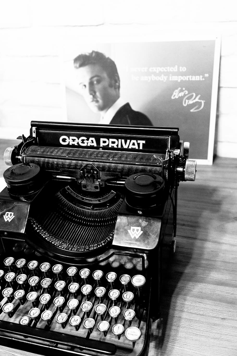 retro, typewriter, orga privat, old, bw, one man only, old-fashioned, one person, retro styled, indoors