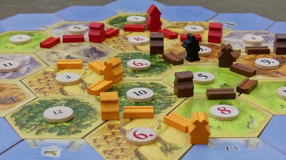 catan, board game, competition, strategy, dice, entertainment, play, game, pieces, board