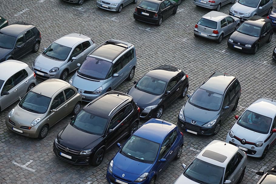 assorted-color vehicles, parking lot, daytime, parking, autos, vehicles, traffic, city, park, car