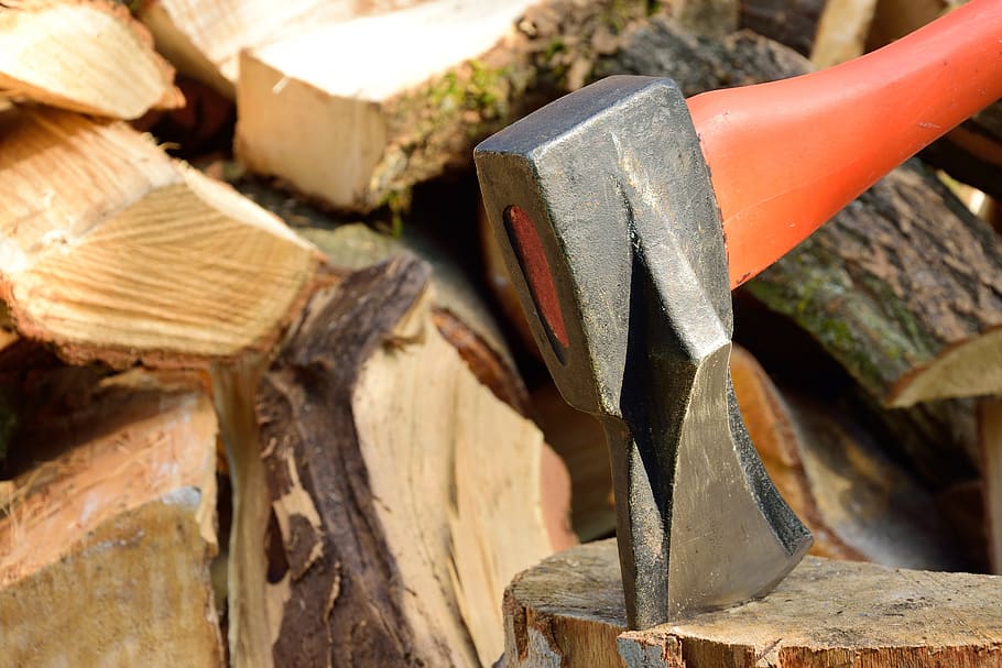 ax, wood, hacking, lumberjack, fuel, edge, wedge, wood - material, tree, axe