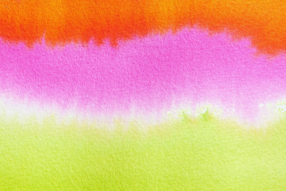orange, pink, yellow, wallpaper, watercolor, tusche indian ink, wet, painting technique, soluble in water, not opaque