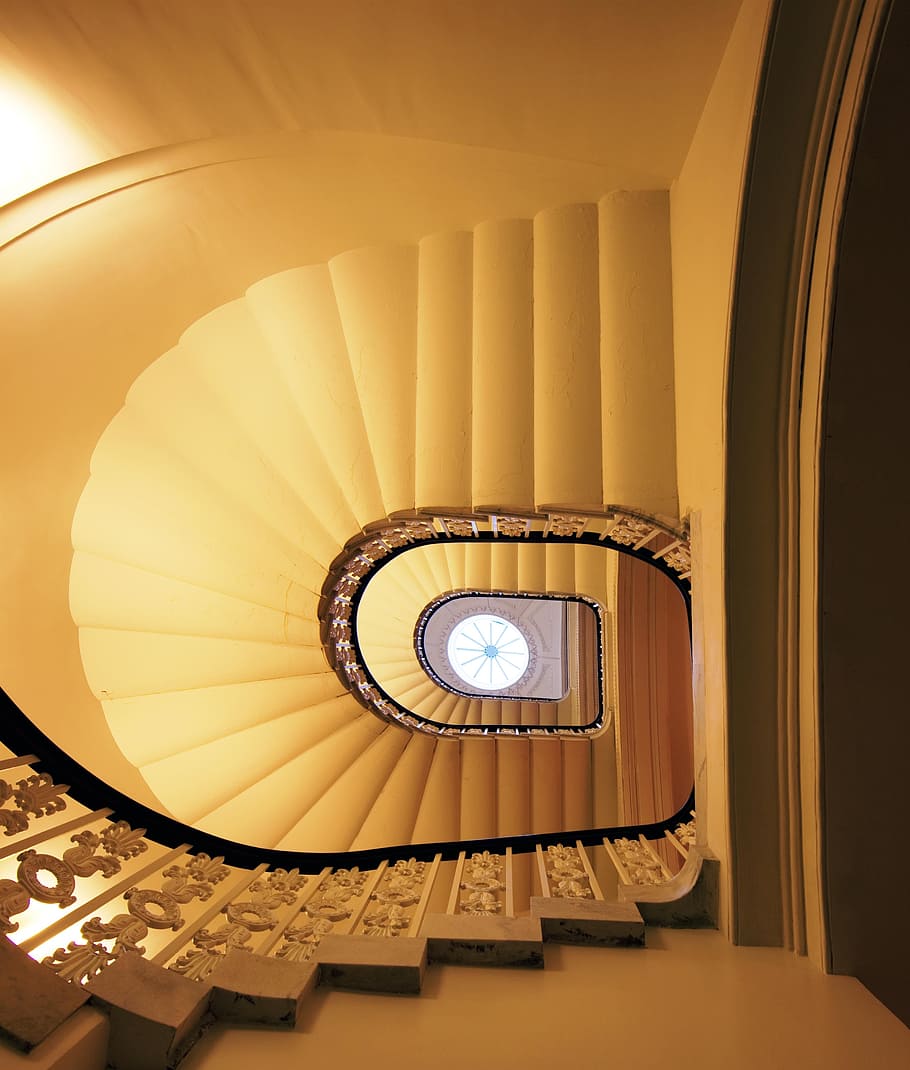 Stairs, Staircase, Railing, spiral staircase, post, post office, tariff building, monaco hotel, washington, architecture