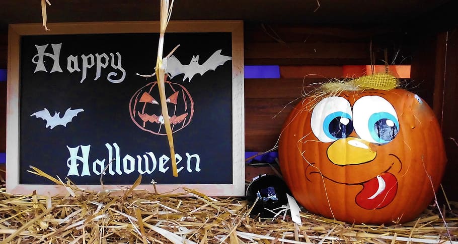 happy, halloween pumpkin decor, halloween, board, pumpkin face, funny, autumn decoration, deco, thanksgiving, representation