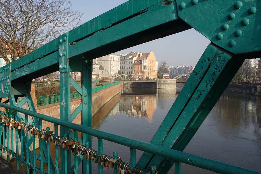 wroclaw, poland, pemutih belakang, jembatan dom, Arsitektur, air, struktur yang dibangun, jembatan, koneksi, jembatan - struktur buatan