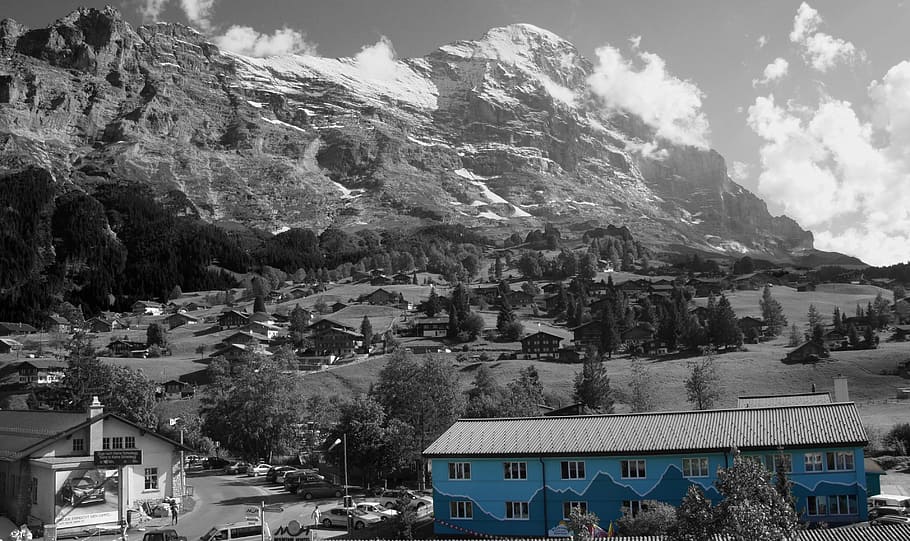 hostel, eiger north face, grindelwald, mountain, built structure, building exterior, architecture, building, nature, residential district
