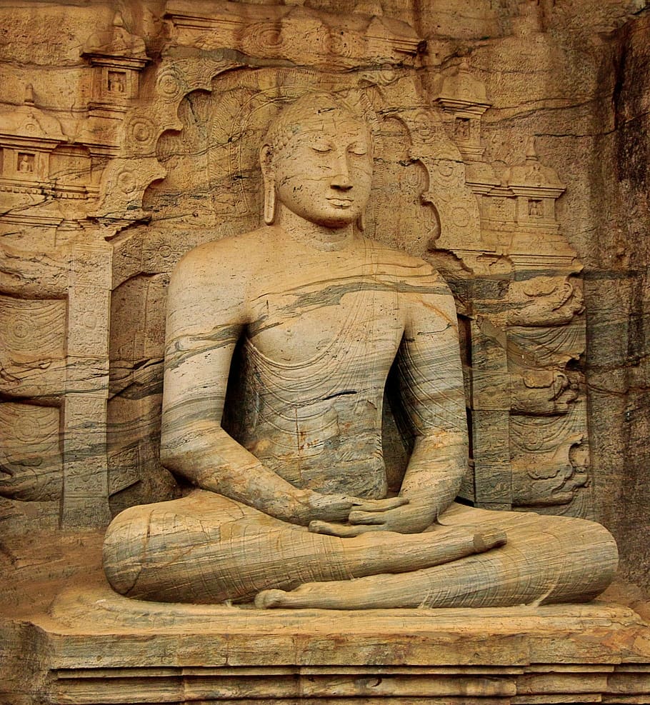 brown statue, sri lanka, buddha, sri, lanka, statue, religion, granite, history, bas relief