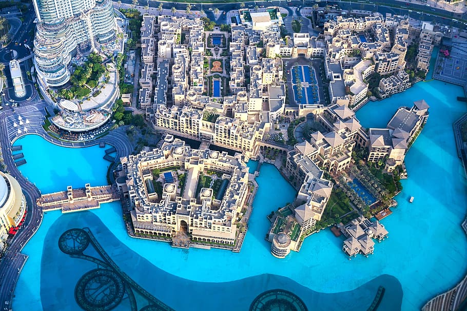 aerial, photography, city, daytime, dubai, places of interest, holiday, travel, asia, modern