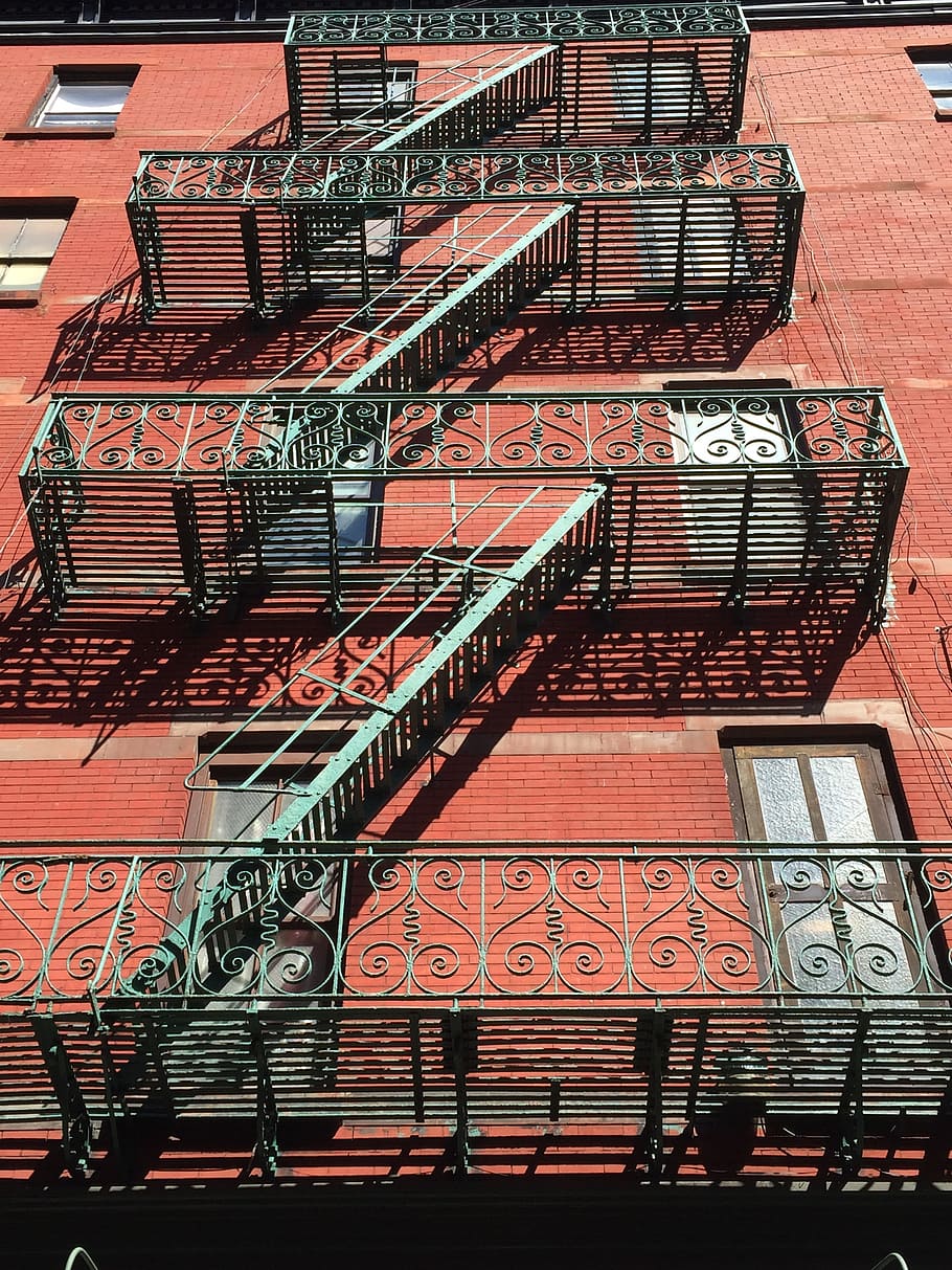 Nueva York, Estados Unidos, Mulberry Street, Manhattan, escaleras, emergencia, Italia pequeña, pequeña Italia, hierro, edificio
