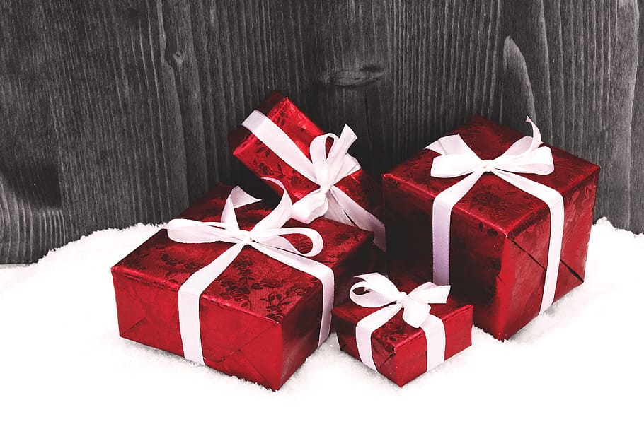 hadiah natal, Natal, aneka ragam, xmas, hadiah, kotak - Wadah, merah, dekorasi, perayaan, pita