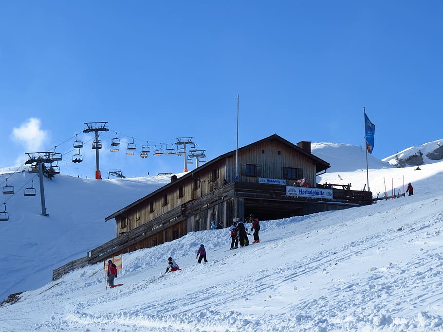 Mountain, Hut, High, Alp, Breitenberg, mountain, hut, high alp hut, snow, winter, white