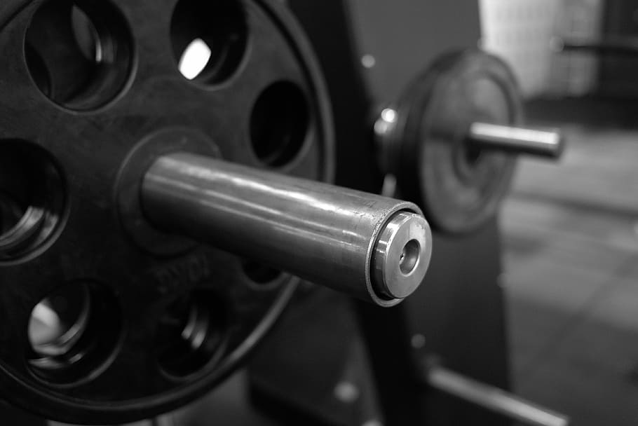 grayscale photography, barbells, Health, Fitness, Zimmer, Cross, health, fitness, cross fit, babel, exercise