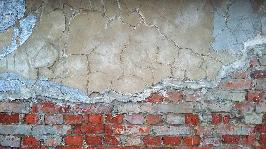 parede, tijolos, velho, gesso, fundo, textura, estrutura, característica da construção da parede, texturizado, parede de tijolo