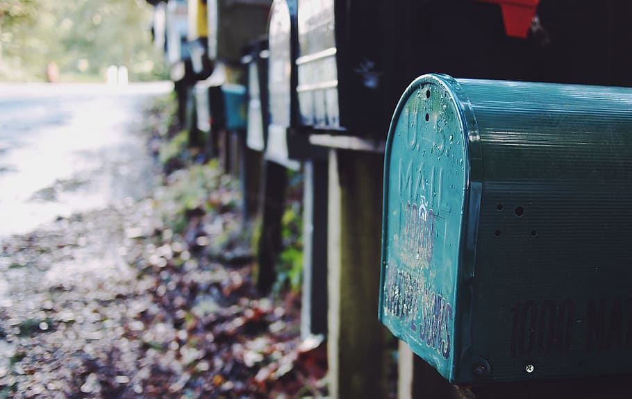 green, mail box, mailbox, post, mail, letter, box, postal, communication, correspondence