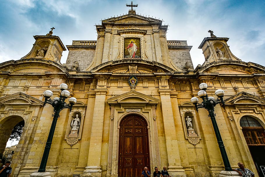 malta, mdina, katedral, mediterania, kota, gereja, eropa, historis, pintu, lengkungan