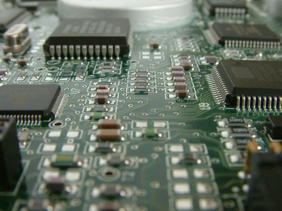 Fotografía macro, computadora, placa de circuito, circuito, placa, tecnología, chip, procesador, placa base, chip de computadora