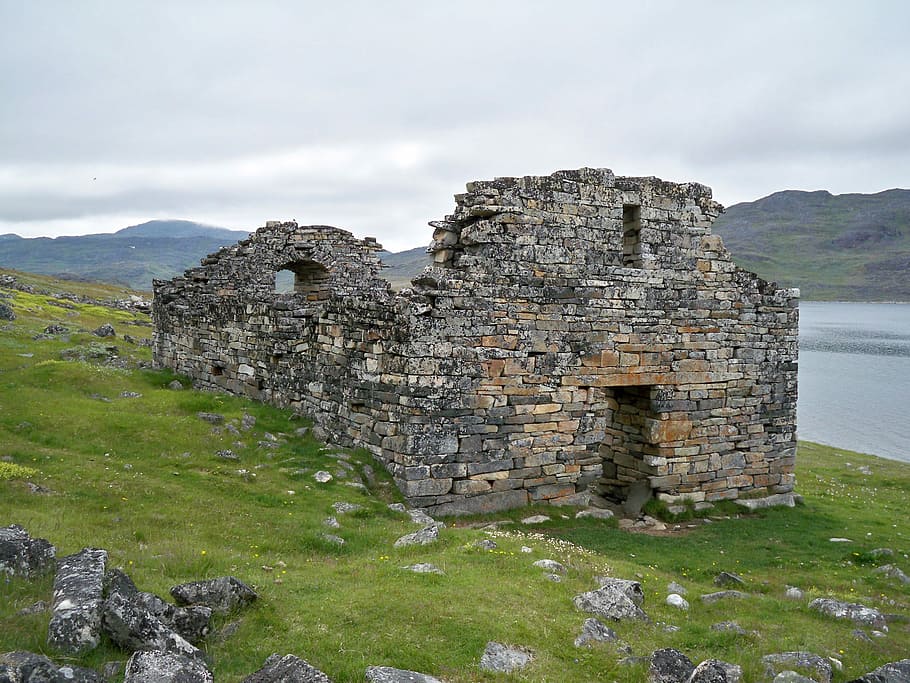 gereja, reruntuhan nordic hvalsey, Gereja Hvalsey, Nordic, Ruins, Greenland, reruntuhan kuno, Church of Hvalsey Nordic Ruins, foto, bersejarah