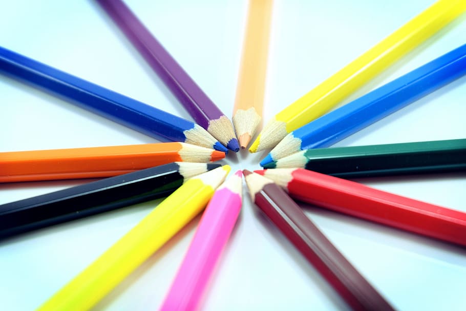 selective, focus photography, multicolored, coloring pencils, Colored Pencil, Colorful, Color Pencils, color, rainbow, crayon