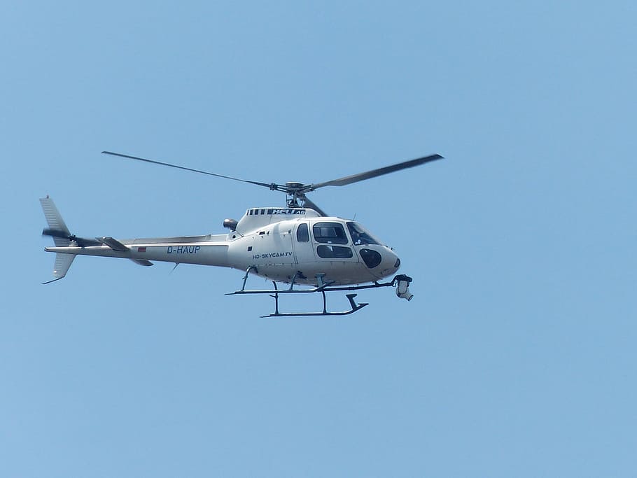 white, blue, sky, Helicopter, Surveillance Camera, Camera, Camera, camera, monitoring, air monitoring, security