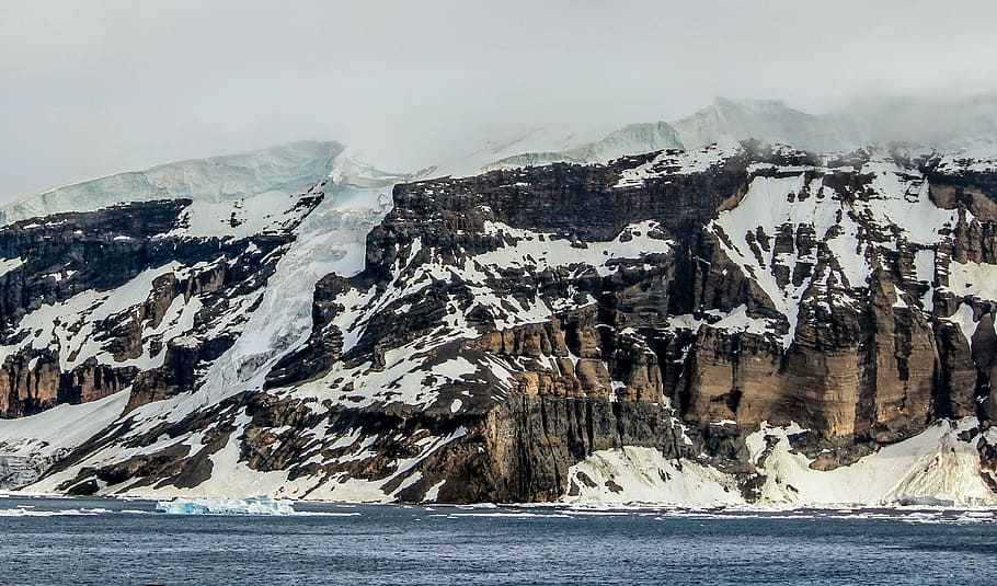 antarctica, mountain, icy, rock, landscape, zing, ocean, beautiful, snow, nature
