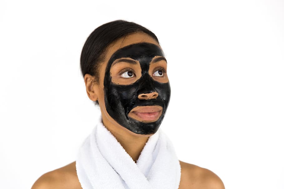 женщина, черный, уход за лицом, маска, маска для лица, кожа, уход за кожей, лечение, лицо, женский