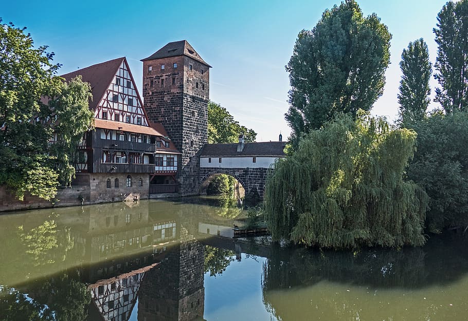 Nuremberg, Historically, Pegnitz, old town, architecture, tower, middle ages, germany, fachwerkhaus, truss