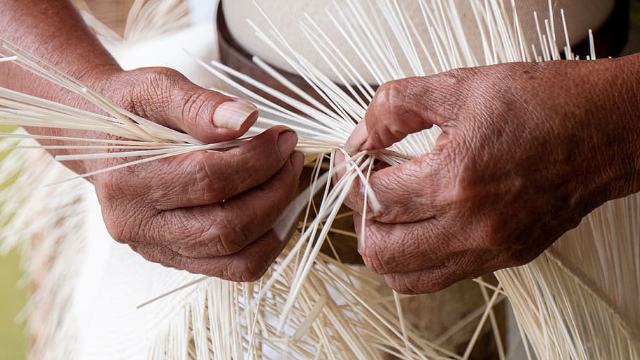 ecuador, panama hat, weave, hands, hand labor, craft, human hand, hand, human body part, one person