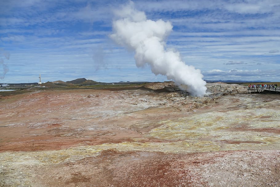 Iceland, Reykjanes, Nature, geothermal energy, steam, hot, water vapor, landscape, thermal spring, day