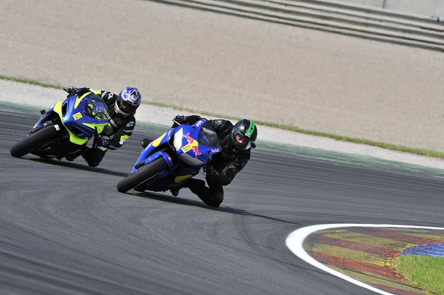 close-up photo, people, riding, motorcycle, racing, sport, motorcycling, circuit, speed, sports track