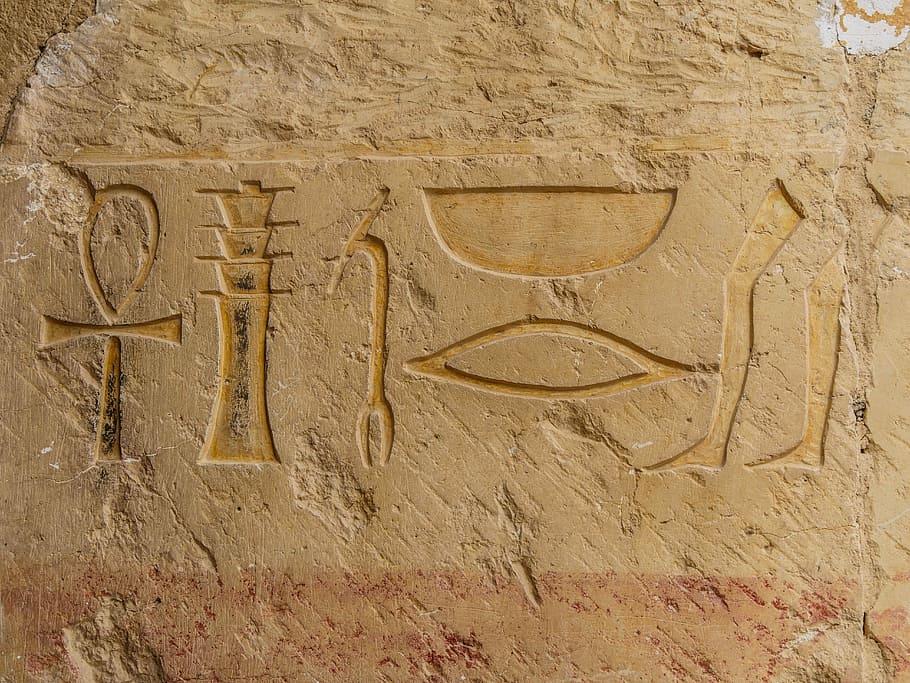 hieroglyphics, carved, stone, antiquity, archaeology, font, temple, old, architecture, art
