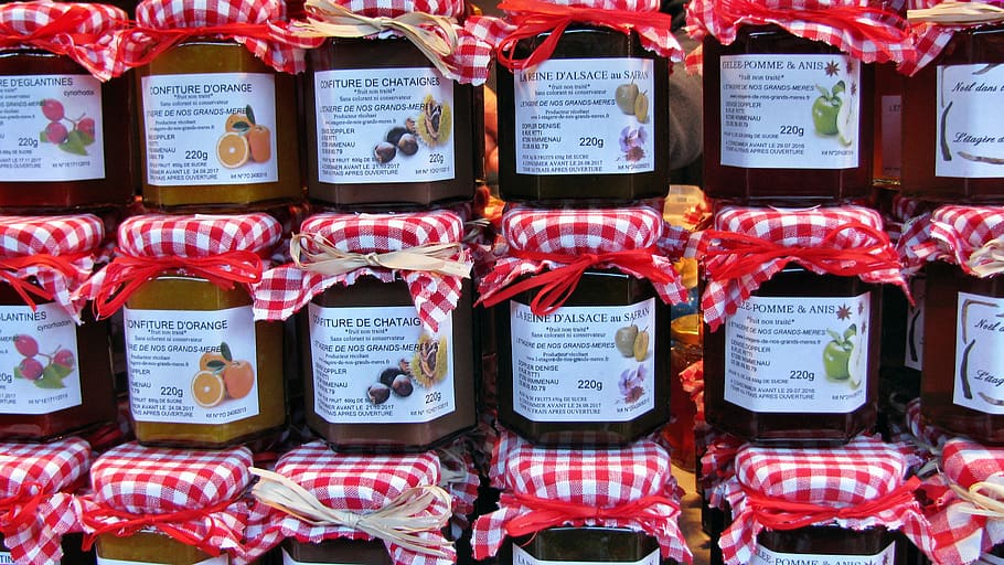 jam, jam jars, sweet, homemade, fruits, glasses, spread, delicious, fruity, food