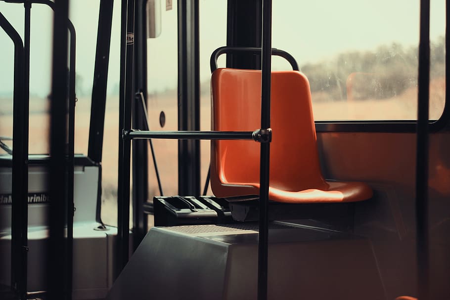 orange, vehicle seat, one, seating, seat, public transport, bus, vehicle, interior, indoors