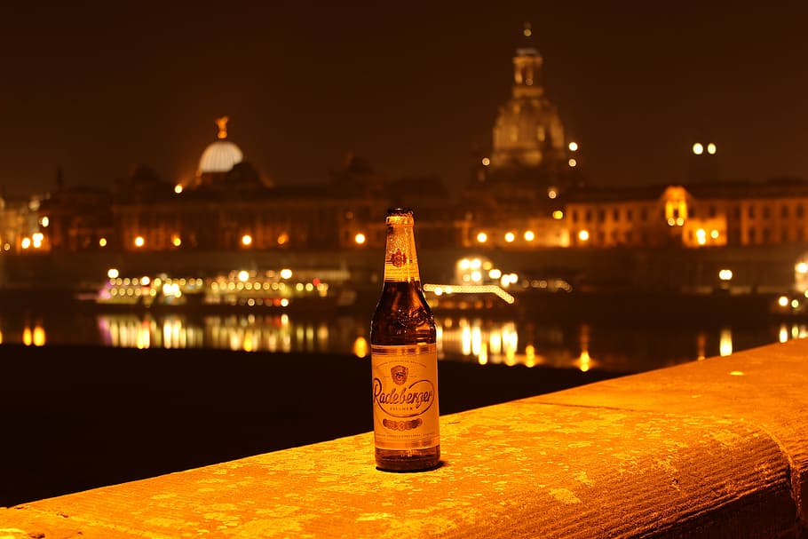 radeberger beer, dresden, at night, radeberger, night, old town, city, city lights, lights, night view