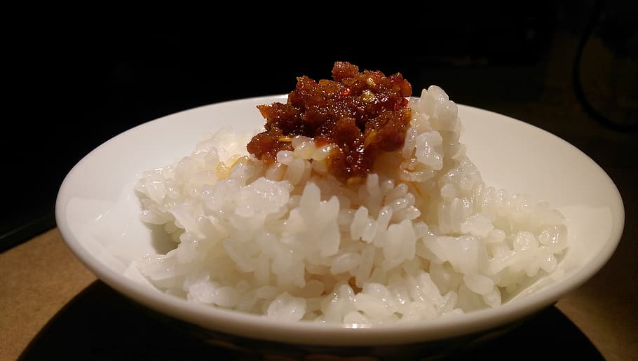 plain cooked rice, xo sauce, delicious, meal, lunch, eat dinner, dish, portuguese, japan, health