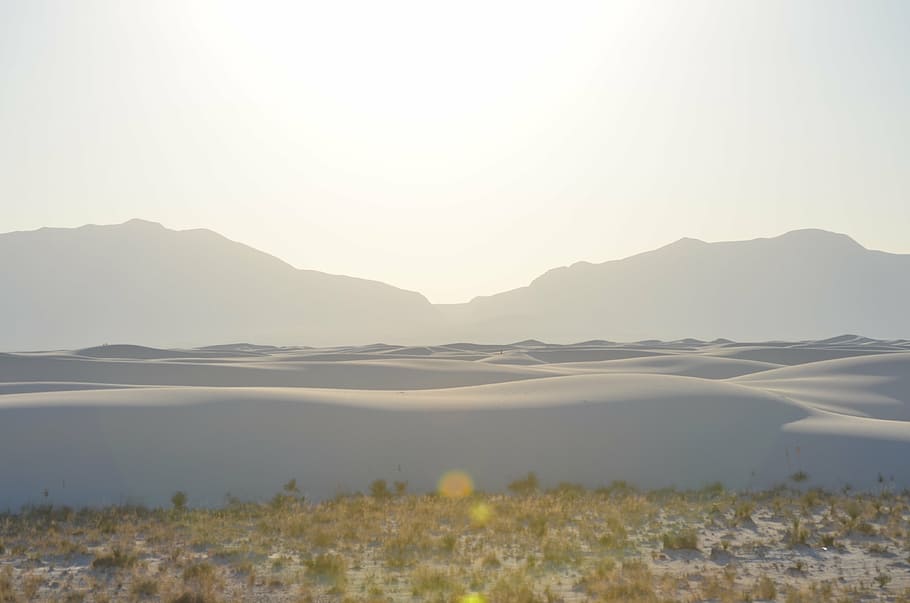 desert at daytime, landscape, photography, mountain, highland, sand, desert, sky, grass, nature
