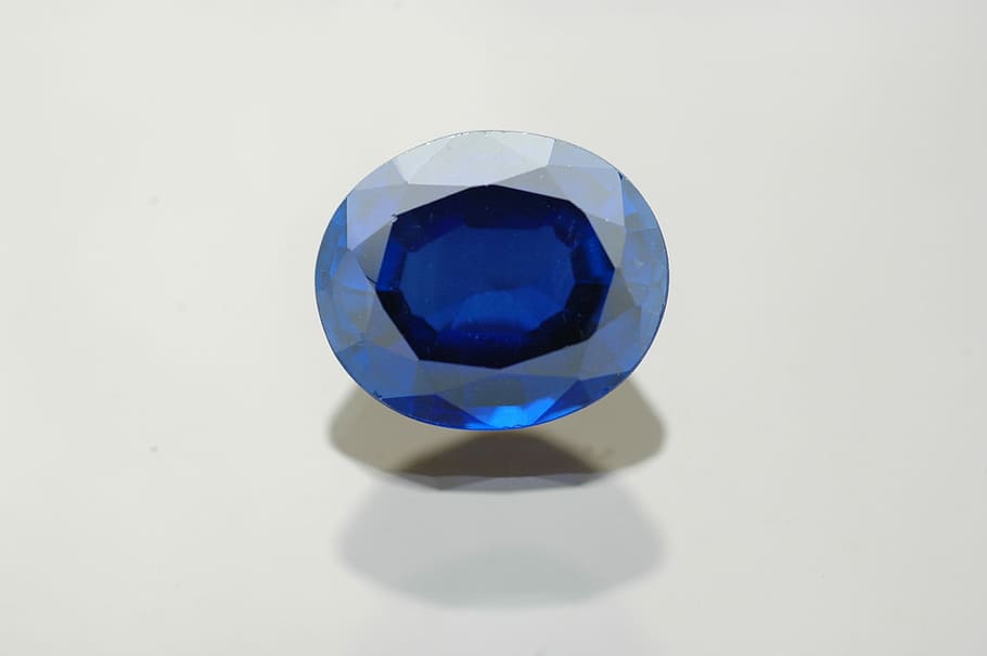 blue gemstone, Gem, Sapphire, Jewel, Gemstone, blue, crystal, reflection, jewelry, white background