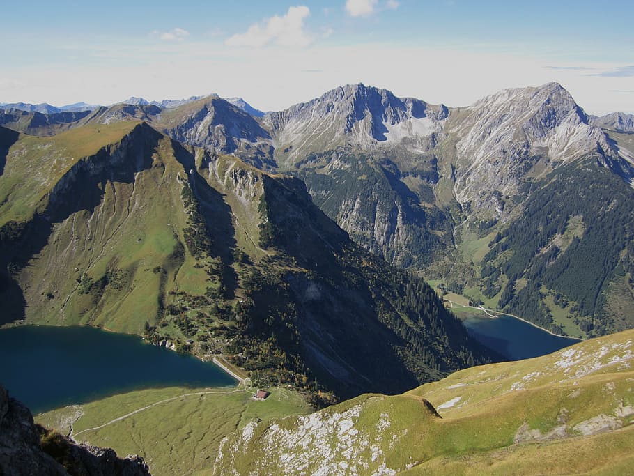 austria, mountains, mountain, landscape, view, rock, tannheim, alpine, hike, summit
