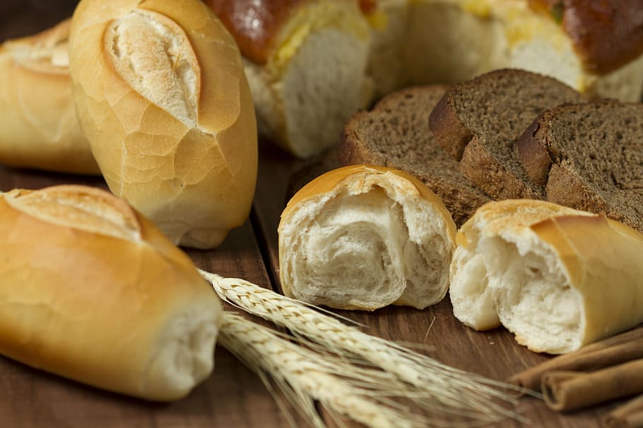variety, bread, wheat, brown, wood surface, food, white, homemade, the bakery, gourmet