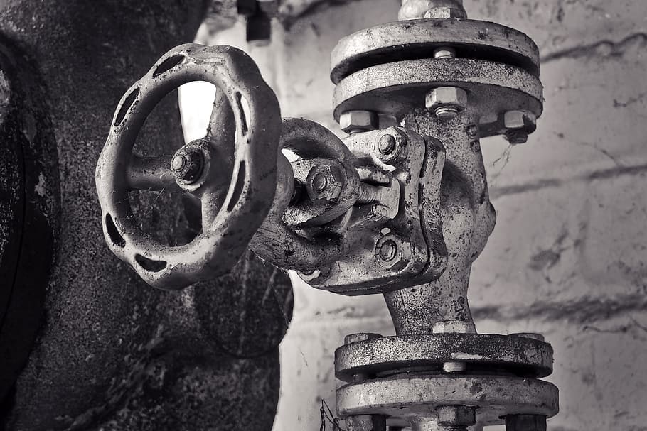 grayscale photography, water valve, Lost, Factory, Old, lost places, leave, industrial building, lapsed, ruin