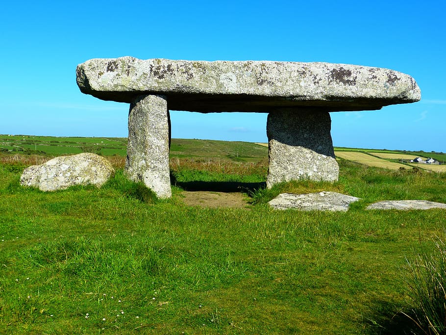 gray, stonehenge, daytime, lanyon quoit, dolmen, quoit giant's, giant's table, cornwall, south gland, megalithic monuments