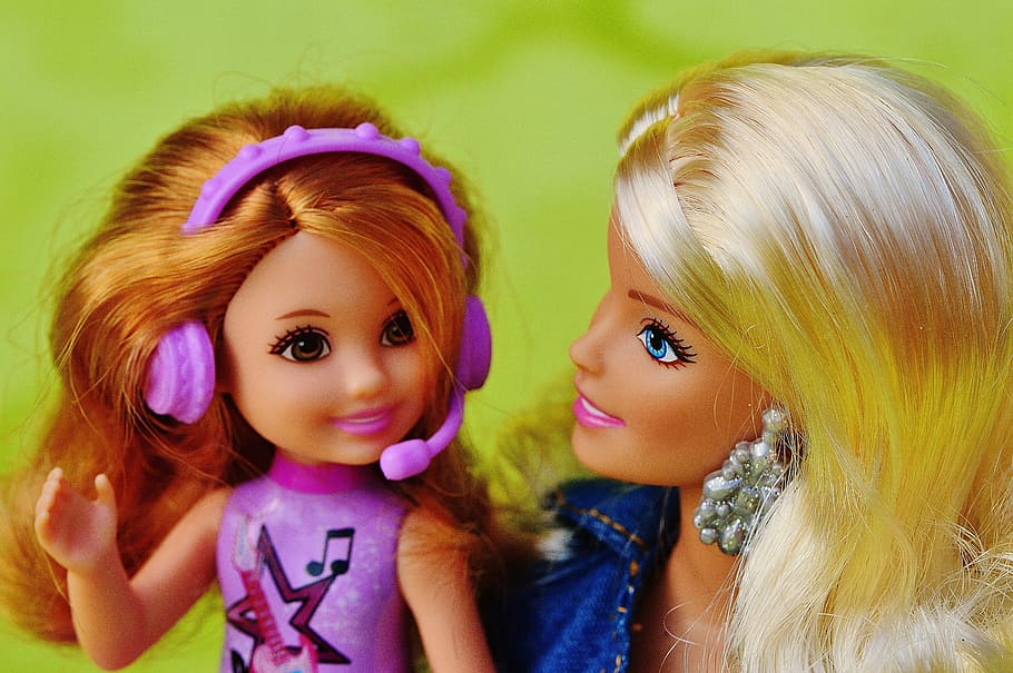 barbie, boneka, mama, anak, headphone, musik, mainan anak perempuan, wajah boneka, gambar boneka, wajah