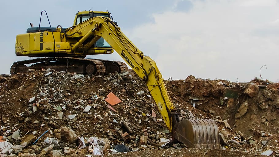 digger, heavy machine, equipment, excavator, vehicle, machinery, yellow, debris, earth Mover, dirt