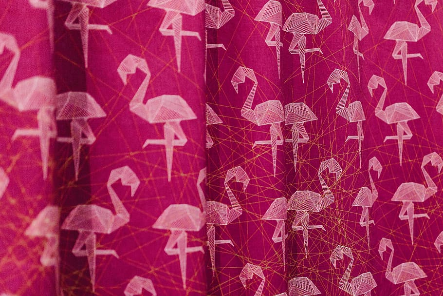 tecido flamingo rosa, flamingo rosa, tecido, rosa, material, flamingo, planos de fundo, padrão, resumo, vermelho